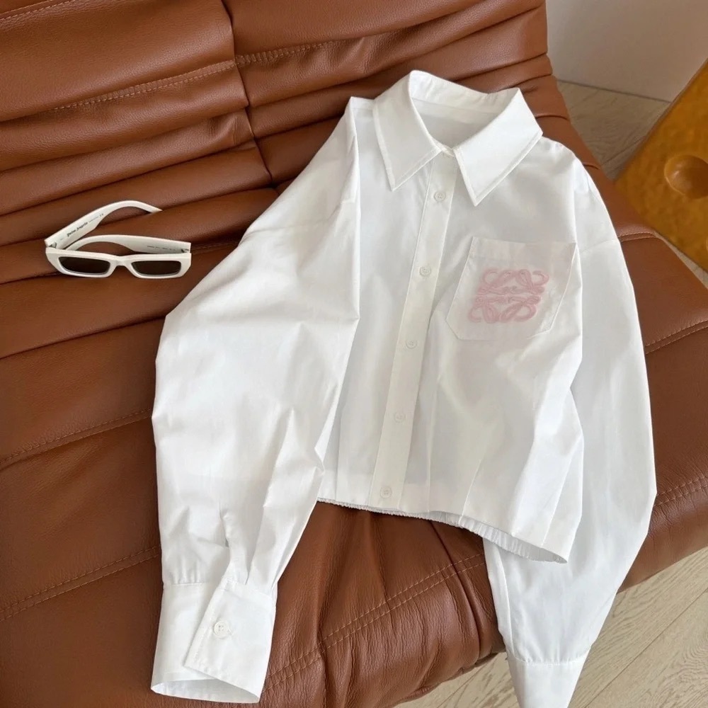 Loewe White Spring Shirt with Pink Logo - Picture 2 of 9